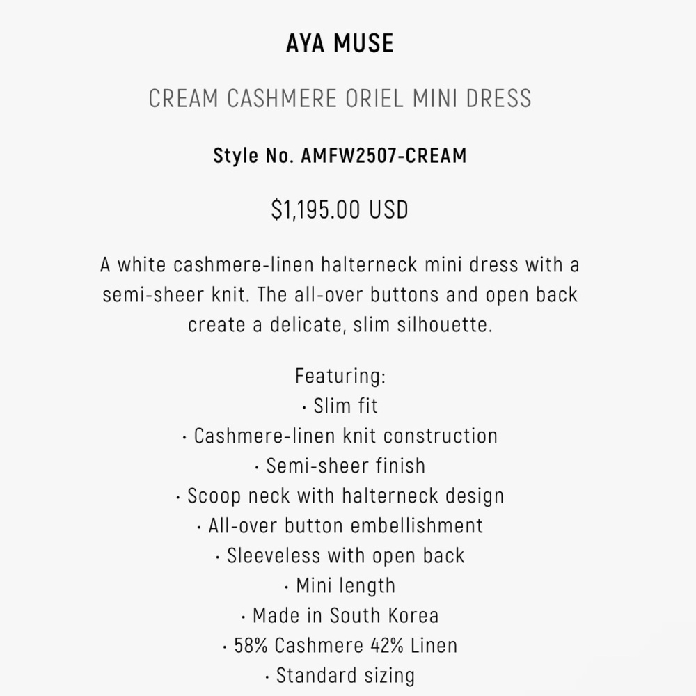 Aya Muse Oriel mini dress cream cashmere Elegant Cream Halter Dress - Picture 7 of 7